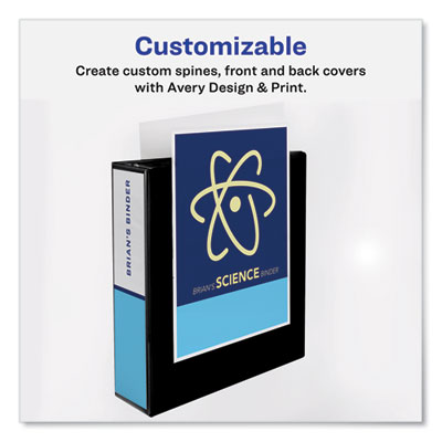 Heavy-Duty Non Stick View Binder with DuraHinge and Slant Rings, 3 Rings, 3