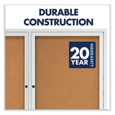 Enclosed Indoor Cork Bulletin Board with Two Hinged Doors, 48