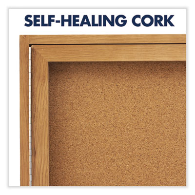 Enclosed Indoor Cork Bulletin Board with One Hinged Door, 24