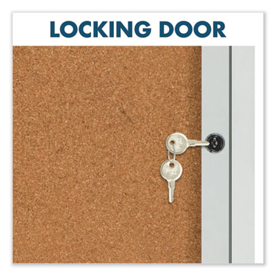 Enclosed Indoor Cork Bulletin Board with Three Hinged Doors, 72