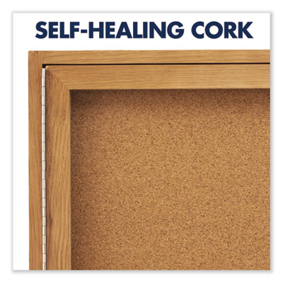 Enclosed Indoor Cork Bulletin Board with Two Hinged Doors, 48