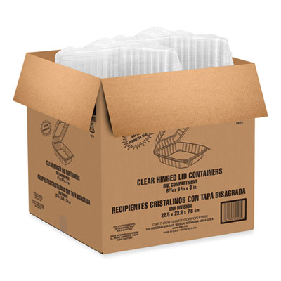 Dart ClearSeal Hinged-Lid Plastic Containers, 9.3 x 8.83 x 3, Clear, 200/Carton (DCCPET95PST1) DCCPET95PST1