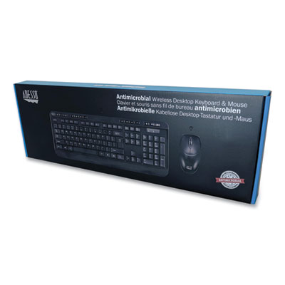Adesso WKB-1320CB Antimicrobial Wireless Desktop Keyboard and Mouse