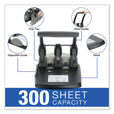 300-Sheet Extra High-Capacity Three-Hole Punch, 9/32