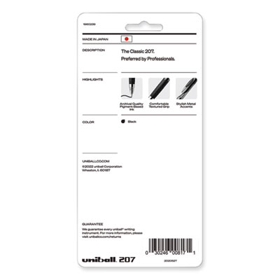 Signo 207 Gel Pen, Retractable, Medium 0.7 mm, Black Ink, Clear/Black Barrel, 5/Pack