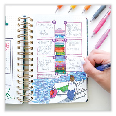 Sarasa Clip Gel Pen, Retractable, Medium 0.7 mm, Black Ink, Clear/Black Barrel, 12/Pack