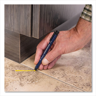 Wax-Based Marking Pencil, 4.4 mm, Yellow Wax, Navy Blue Barrel, 10/Box