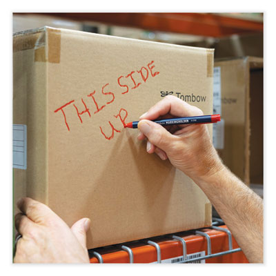 Wax-Based Marking Pencil, 4.4 mm, Red Wax, Navy Blue Barrel, 10/Box