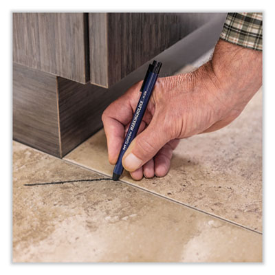 Wax-Based Marking Pencil, 4.4 mm, Black Wax, Navy Blue Barrel, 10/Box