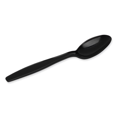 Individually Wrapped Heavyweight Spoons, Plastic, Black, 1,000/Carton
