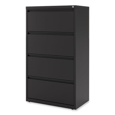 Lateral File, 4 Legal/Letter-Size File Drawers, Black, 30