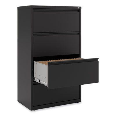 Lateral File, 4 Legal/Letter-Size File Drawers, Black, 30