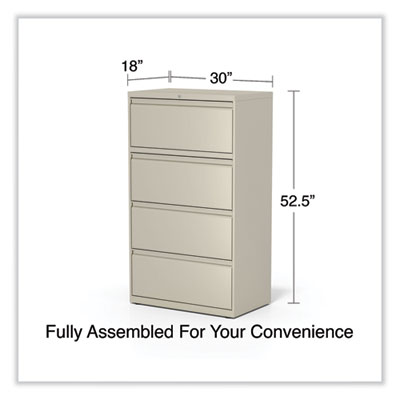 Lateral File, 4 Legal/Letter-Size File Drawers, Putty, 30