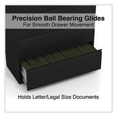 Lateral File, 5 Legal/Letter/A4/A5-Size File Drawers, Black, 42