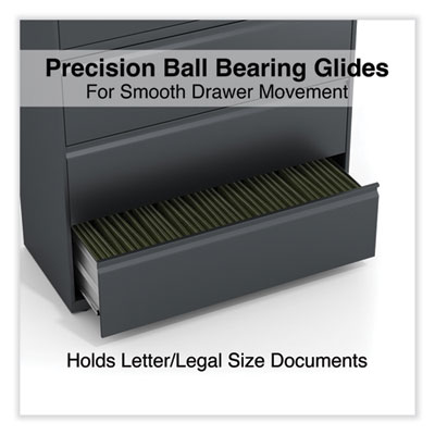 Lateral File, 5 Legal/Letter/A4/A5-Size File Drawers, Charcoal, 42