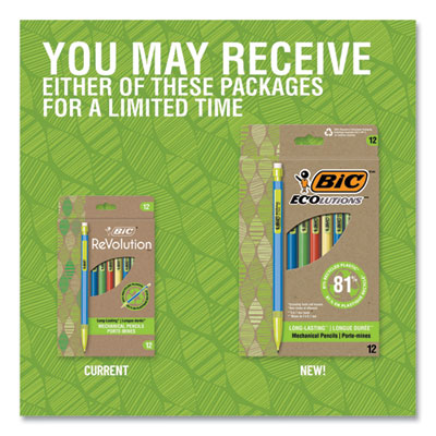 BIC ReVolution Mechanical Pencil, 0.7 mm, HB (#2), Black Lead, Assorted Barrel Colors, 12/Pack (BICMPE12BLK) BICMPE12BLK