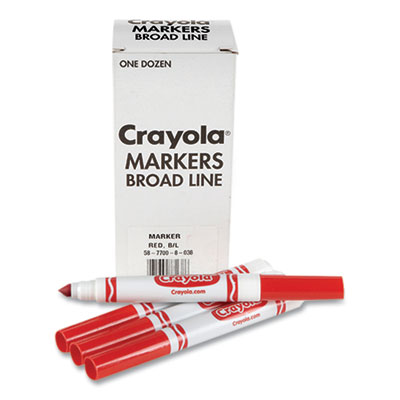 Crayola Bulk Broad Line Marker, Broad Bullet Tip, Red, 12/Box (CYO587700038) CYO587700038