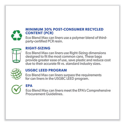 Eco Blend Max Can Liners, 33 gal, 0.8 mil, 33