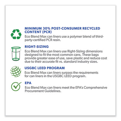 Eco Blend Max Can Liners, 60 gal, 0.8 mil, 38