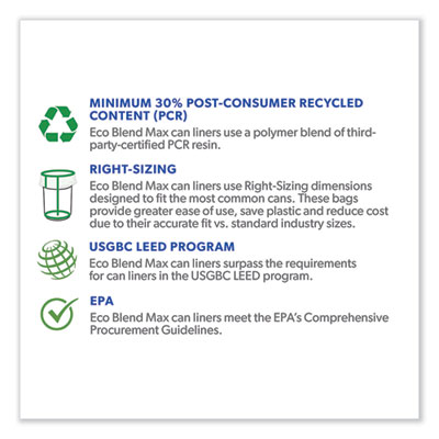 Eco Blend Max Can Liners, 45 gal, 0.8 mil, 40