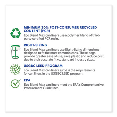 Eco Blend Max Can Liners, 45 gal, 0.8 mil, 40