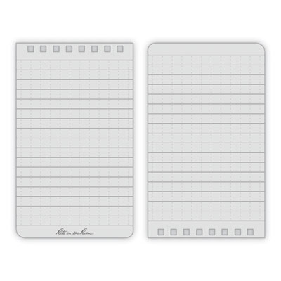 All-Weather Wire-O Notepad, Universal: Narrow Rule and Quadrille Rule, Black Cover, 50 White 4 x 6 Sheets