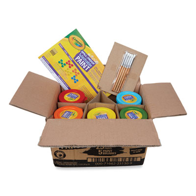 Spill Proof Washable Paints, 5 Colors, 1.4 oz Cups, 5 Sets/Carton