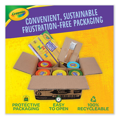 Spill Proof Washable Paints, 5 Colors, 1.4 oz Cups, 5 Sets/Carton