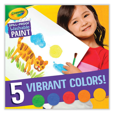 Spill Proof Washable Paints, 5 Colors, 1.4 oz Cups, 5 Sets/Carton