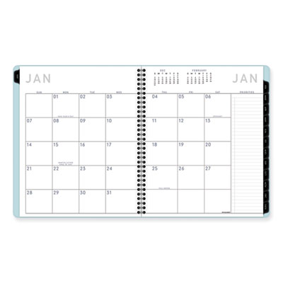 Contemporary Lite Monthly Planner, 11 x 9.5, Light Blue Cover, 12-Month (Jan to Dec): 2025