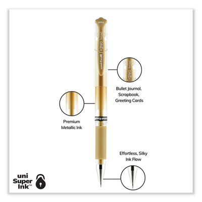 Signo Impact Gel Pen, Stick, Bold 1 mm, Assorted Metallic Ink and Barrel Colors, 3/Pack