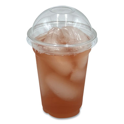 PET Cold Cup Dome Lids, Fits 9 oz to 10 oz Cold Cups, Plastic, Clear, 100/Pack