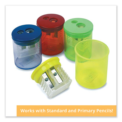 Eisen Pencil Sharpeners, Two-Hole, 1.5 x 1.75, Assorted Colors, 12/Pack