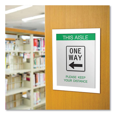Self Adhesive Sign Holders, 11 x 17, Clear with White Border, 2/Pack