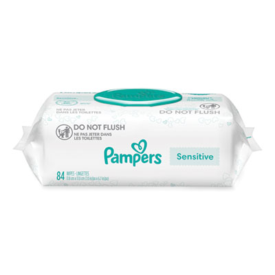 Sensitive Baby Wipes, 1-Ply, 6.7 x 7, Unscented, White, 84/Pack, 7/Carton