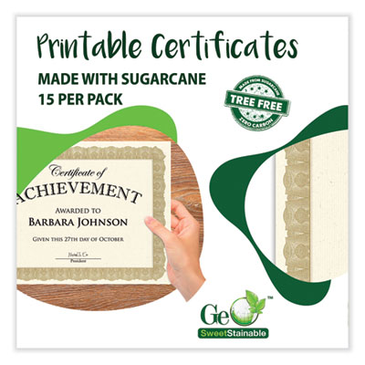Tree Free Award Certificates, 8.5 x 11, Natural with Gold Braided Border, 15/Pack