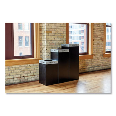 Public Square Recycling Receptacles, Can Recycling, 37 gal, Steel, Black