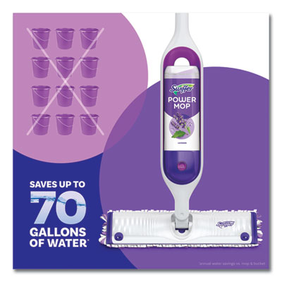 PowerMop Cleaning Solution and Pads Refill Pack, Lavender, 25.3 oz Bottle and 5 Pads per Pack, 4 Packs/Carton