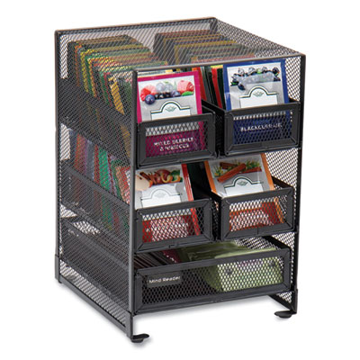 Network Collection 5-Compartment Tea Countertop Organizer, 6.75 x 7 x 10, Black