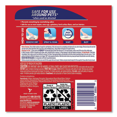 Pet Specialist Stain and Odor Remover, Citrus, 32 oz Trigger Spray Bottle, 12/Carton