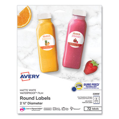 Avery® Durable White Round ID Labels with Sure Feed® Technology