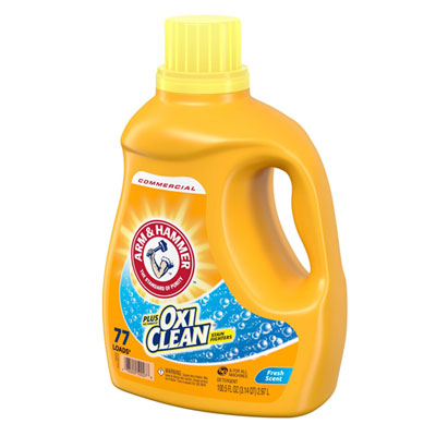 OxiClean Concentrated Liquid Laundry Detergent, Fresh, 100.5 oz Bottle, 4/Carton