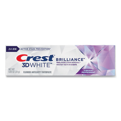 3D White Brilliance Advanced Whitening Technology + Advanced Stain Protection Toothpaste, 0.85 oz Tube, 72/Carton