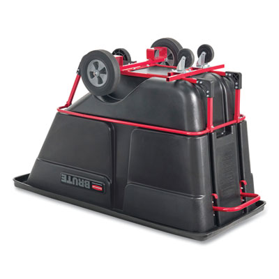 1 cu yd BRUTE Forkliftable Rotomolded Tilt Truck, Standard Duty, 1,250 lb Capacity, Black/Red