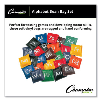 Alphabet Bean Bag Set, Vinyl, Assorted Colors, 26/Box