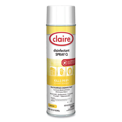 Claire Spray Q Disinfectant, Lemon Scent, 17 oz Aerosol Spray, Dozen (CGC1002) CGC1002