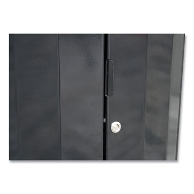 RESIST Round Waste Container, 33 gal, Metal, Black