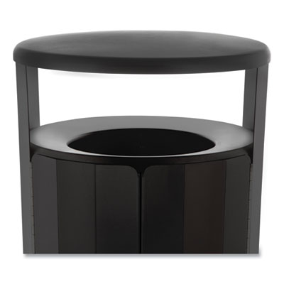 RESIST Round Waste Container, 33 gal, Metal, Black
