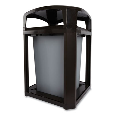 Landmark Series Classic Dome Top Container and Ashtray, 35 gal, Resin, Black