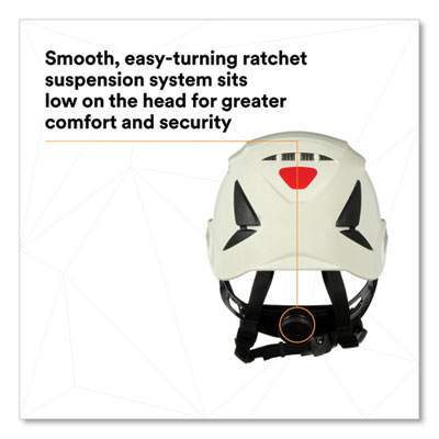 SecureFit X5000 Series Safety Helmet, Vented, 6-Point Pressure Diffusion Ratchet Suspension, White